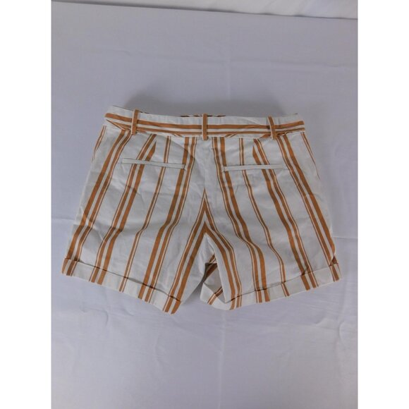 Ann Taylor Factory Shorts Womens 4 White Striped Belted Chino Casual Summer - Picture 2 of 5